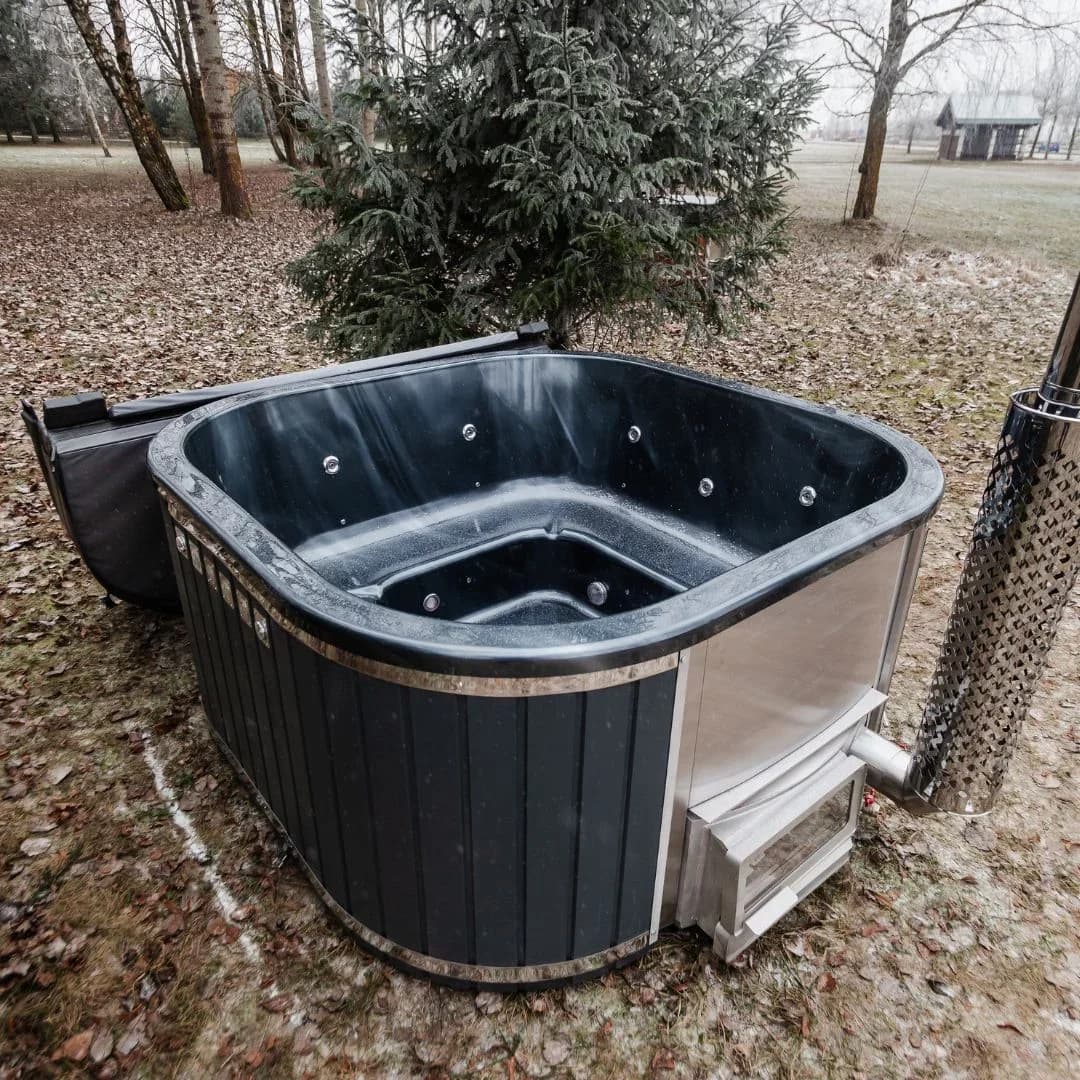 Outdoor Fiberglass Square Hot Tub with Side-Integrated Heater (2m x 2m), view 2
