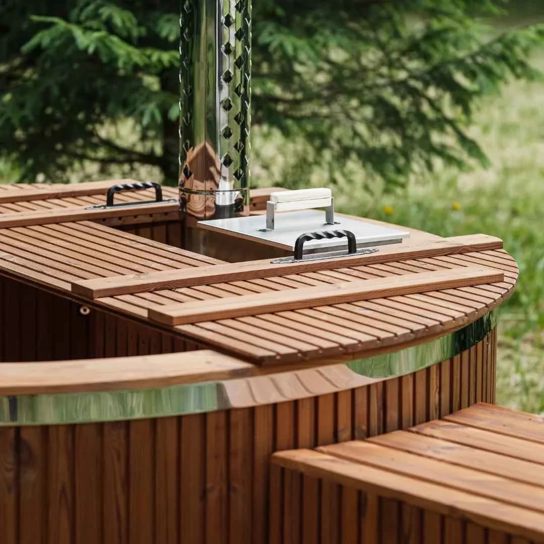 Outdoor Stainless Steel Hot Tub with Integrated Heater for 6-7 People, view 2