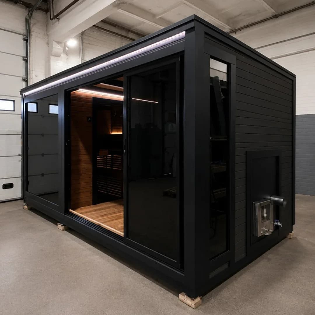 Outdoor Wooden Sauna in Thermo Wood