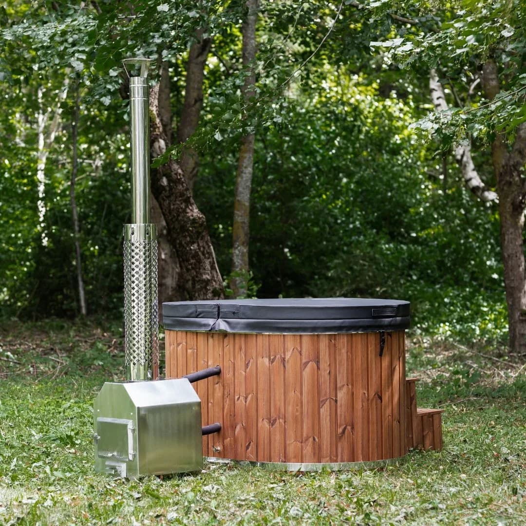 Outdoor Fiberglass Ofuro Hot Tub with External Heater for 2 People