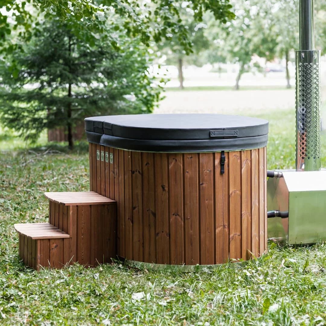 Outdoor Fiberglass Ofuro Hot Tub with External Heater for 2 People, view 4