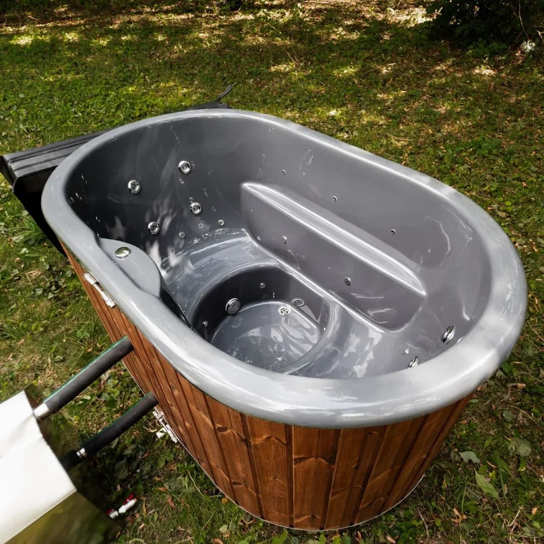 Outdoor Fiberglass Ofuro Hot Tub with External Heater for 2 People, view 7