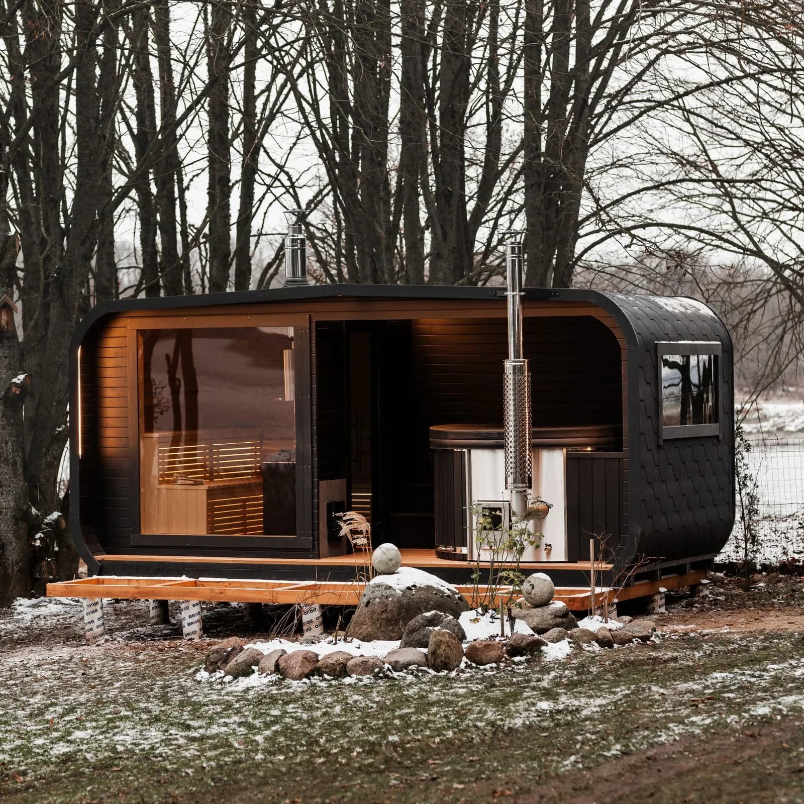 Outdoor Glass-Front Sauna and Hot Tub Suite, view 13