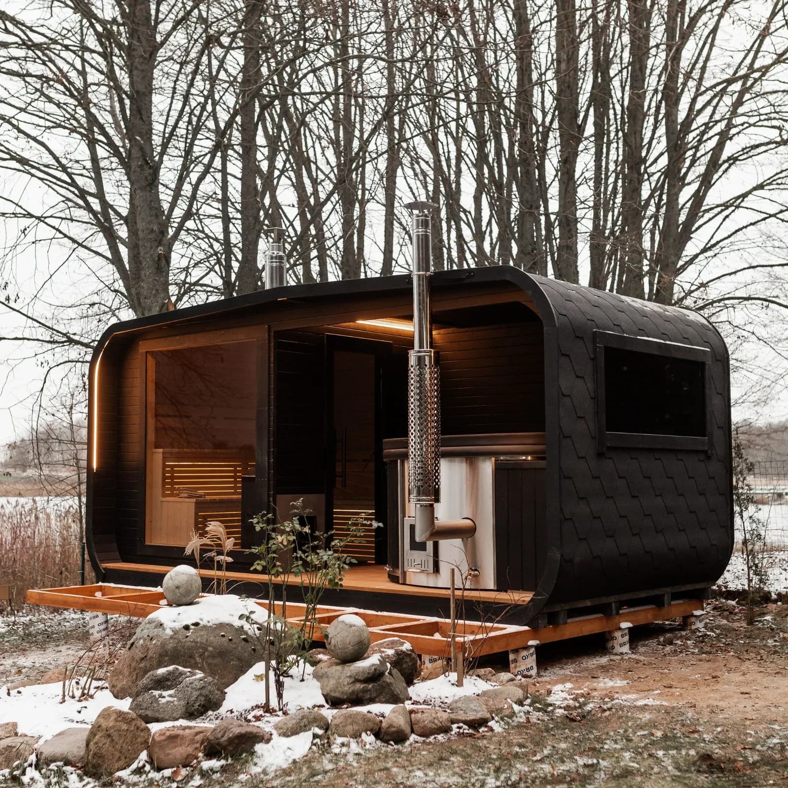 Outdoor Glass-Front Sauna and Hot Tub Suite, view 21