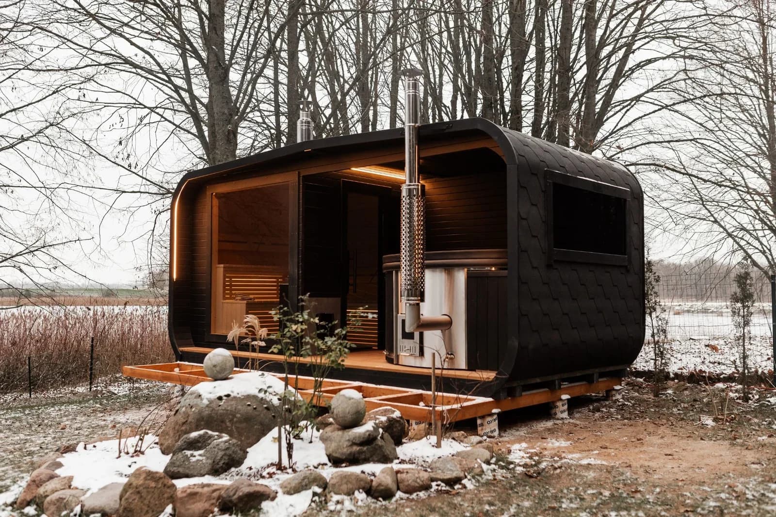 Outdoor Glass-Front Sauna and Hot Tub Suite, view 27