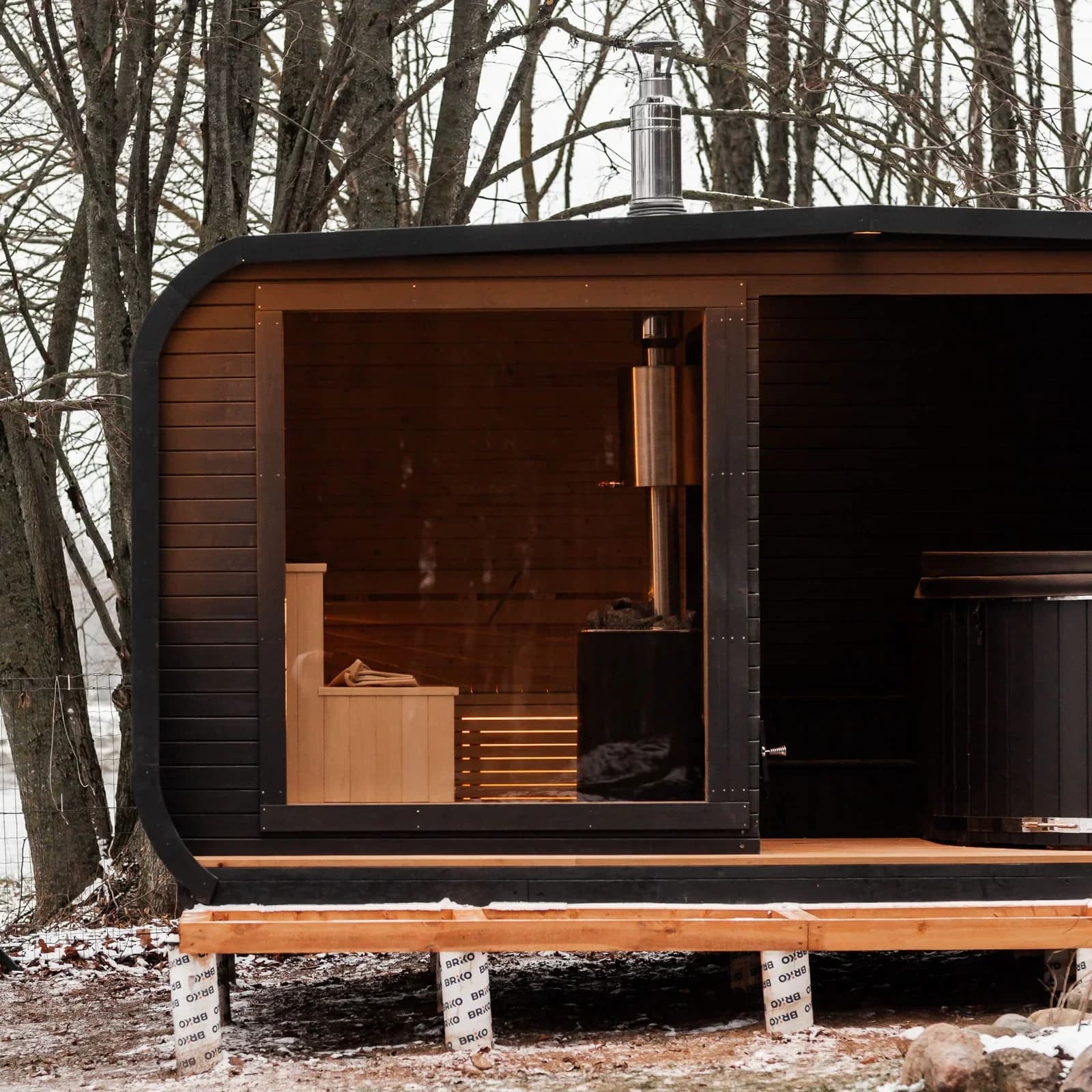 Outdoor Glass-Front Sauna and Hot Tub Suite, view 30