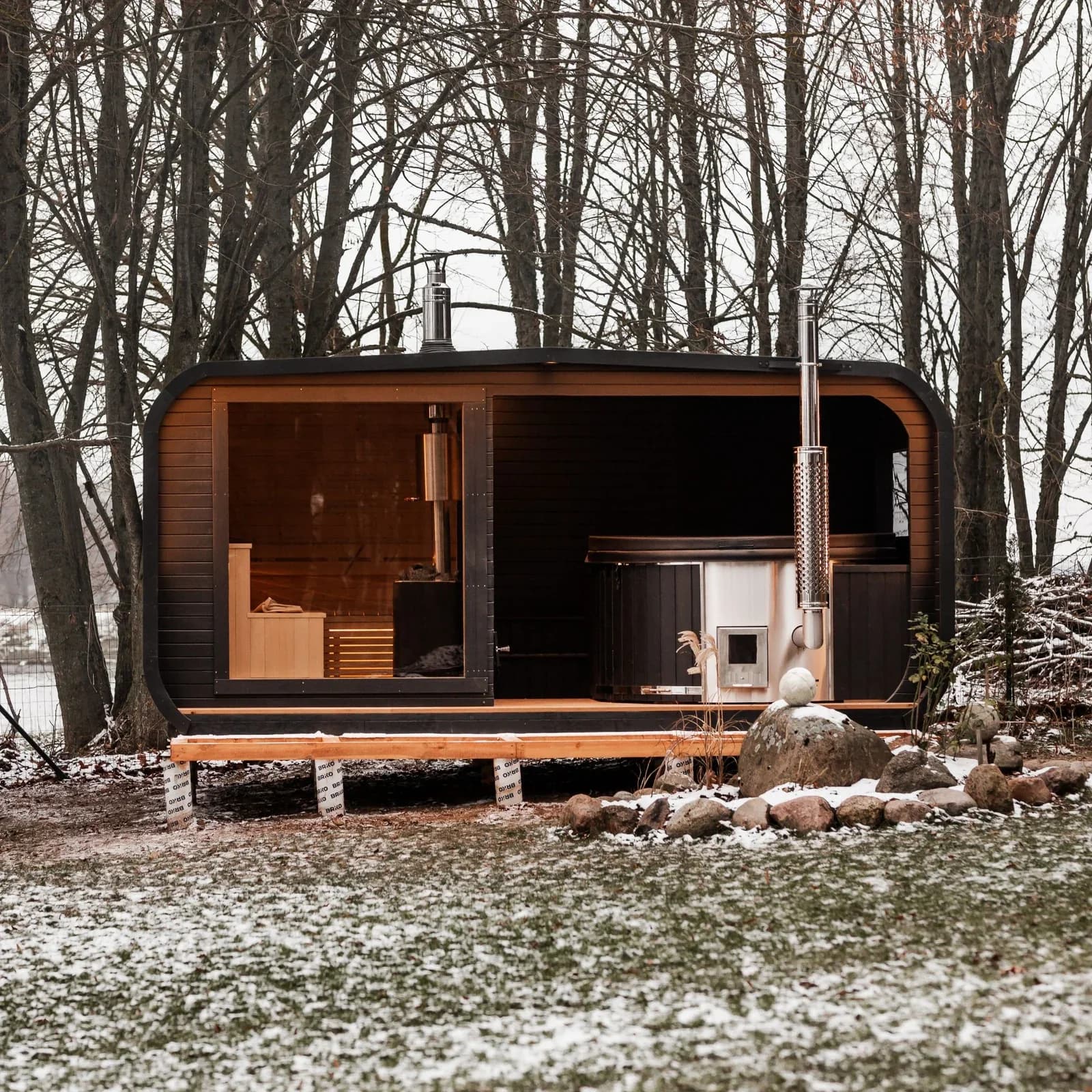 Outdoor Glass-Front Sauna and Hot Tub Suite, view 31