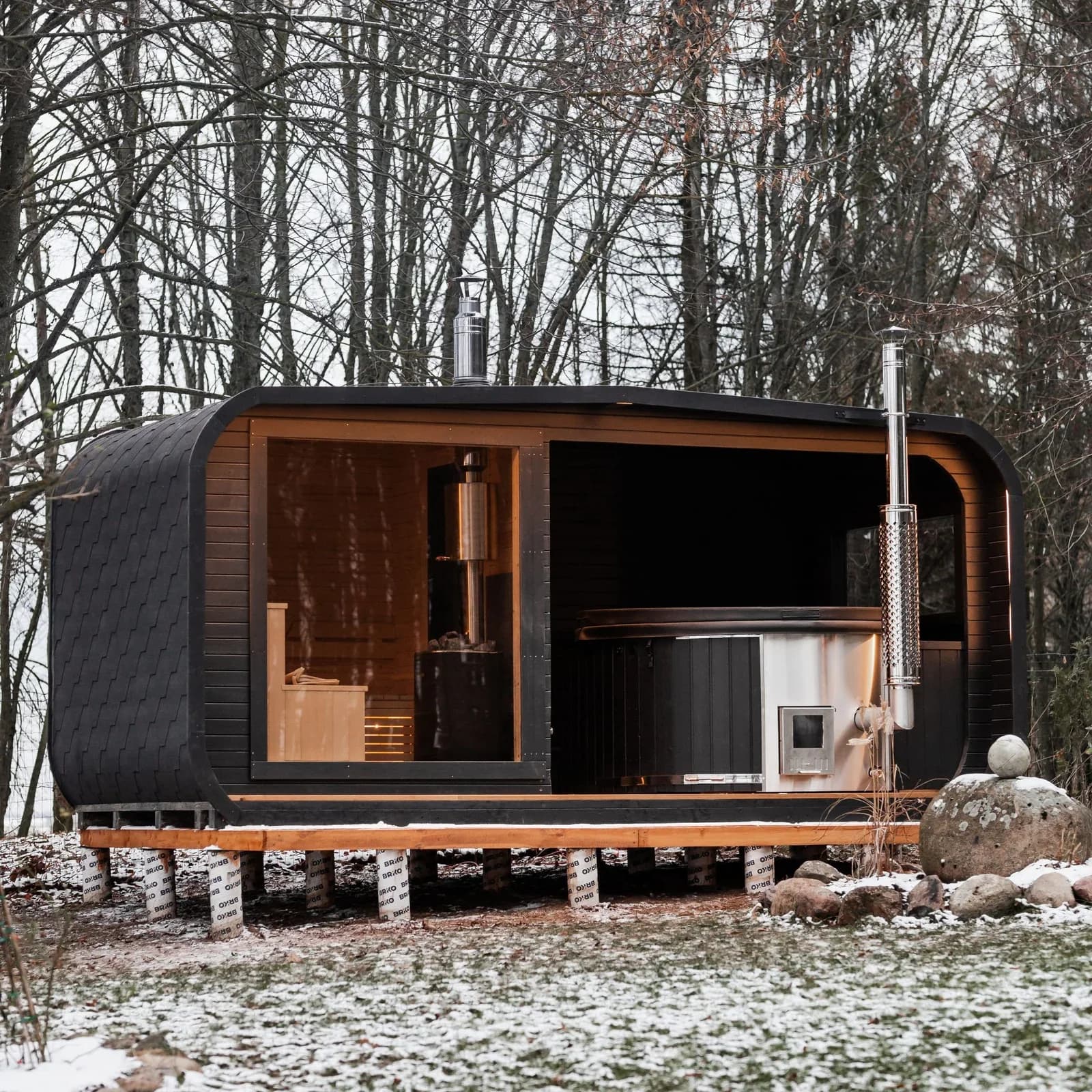 Outdoor Glass-Front Sauna and Hot Tub Suite, view 33