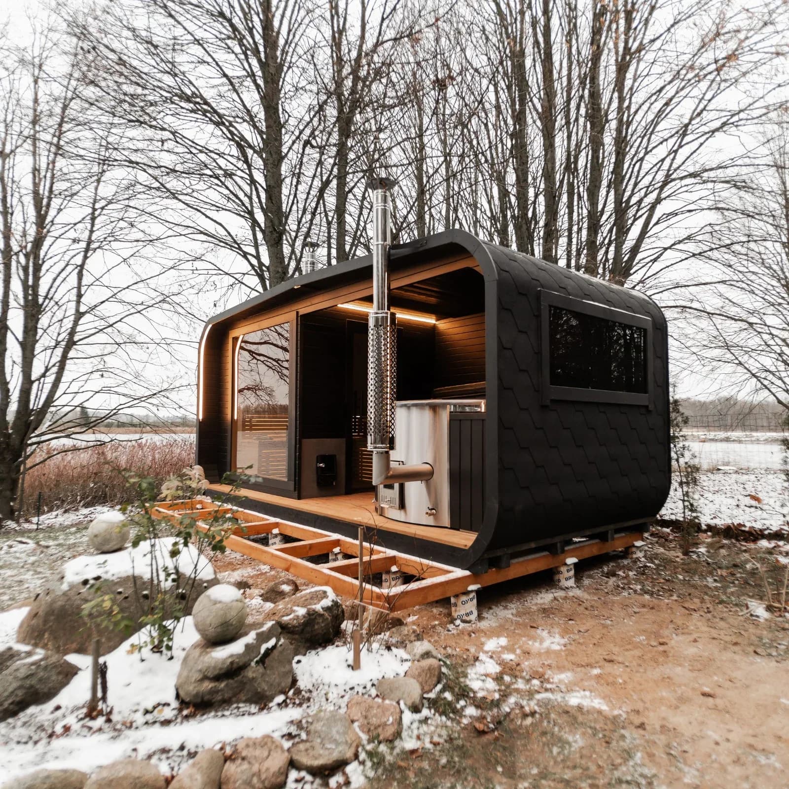 Outdoor Glass-Front Sauna and Hot Tub Suite, view 4