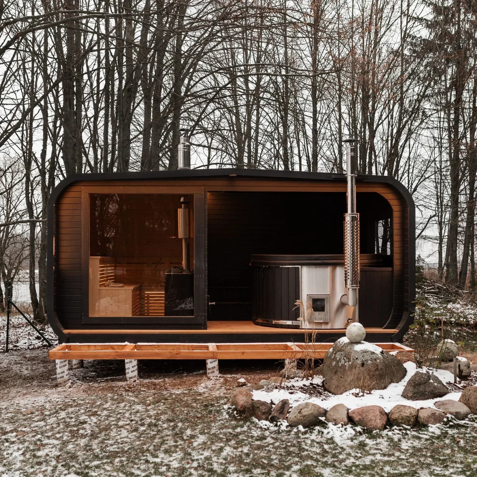 Outdoor Glass-Front Sauna and Hot Tub Suite, view 45