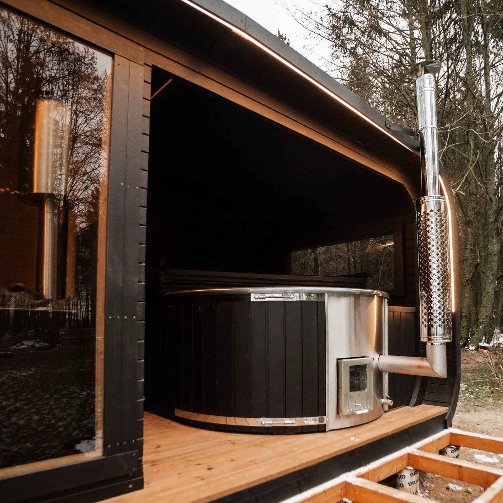 Outdoor Glass-Front Sauna and Hot Tub Suite, view 46