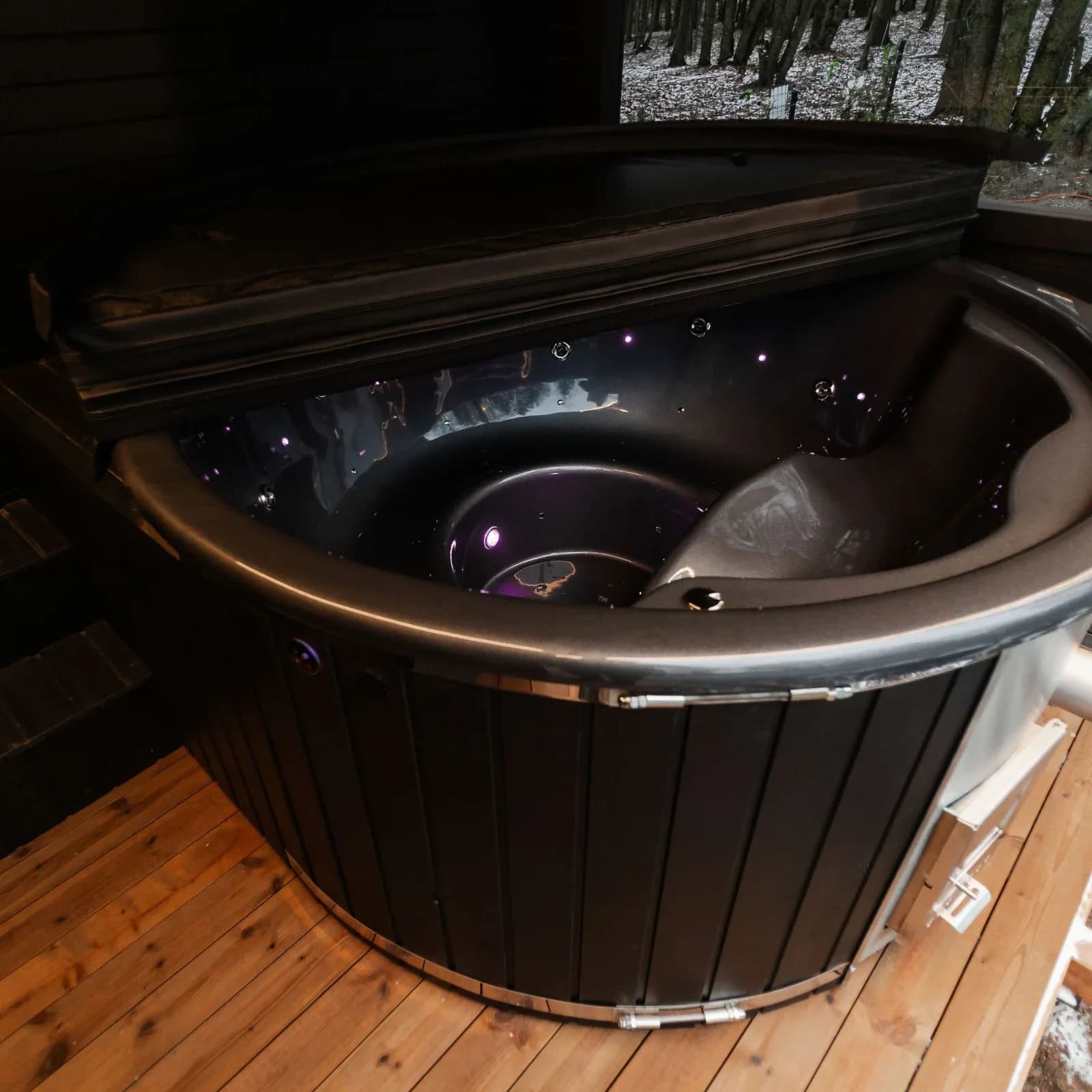 Outdoor Glass-Front Sauna and Hot Tub Suite, view 8