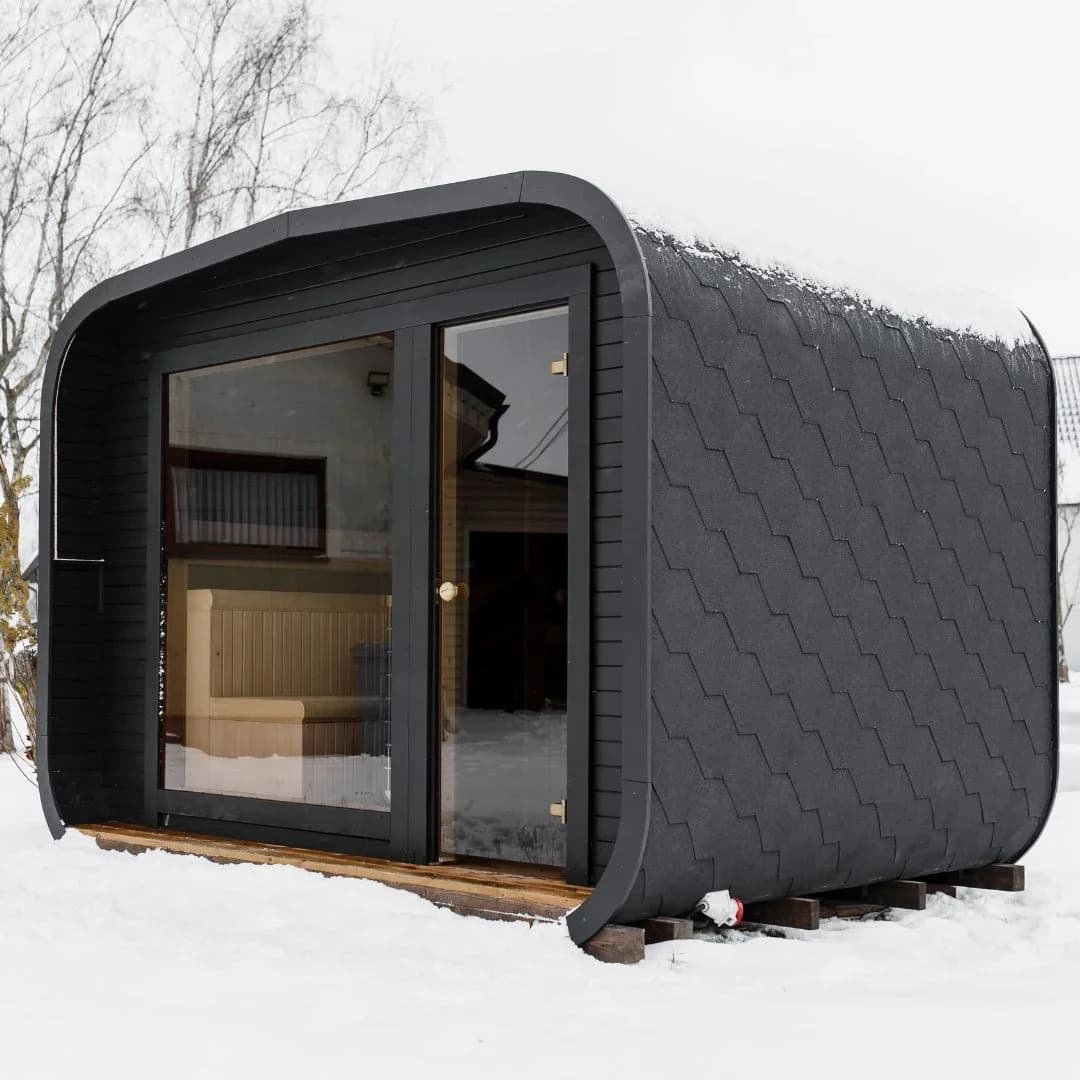 Outdoor Insulated Garden Sauna with Changing Room in Thermo Wood for 6 People (2.5m x 3.4m)